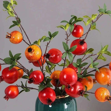 Lush 6-Fruit Faux Pomegranate Branch for Elegant Wedding and Home Decor - Très Elite