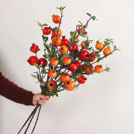 Lush 6-Fruit Faux Pomegranate Branch for Elegant Wedding and Home Decor - Très Elite