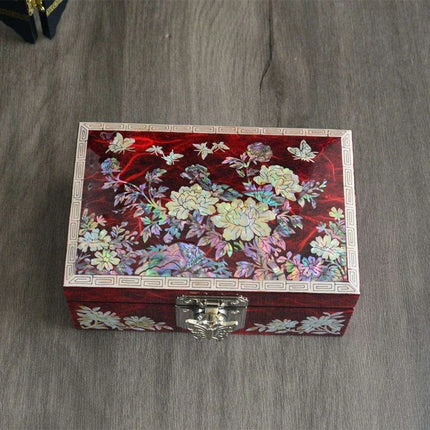 Lustrous Abalone Inlay Jewelry Organizer - Artisan Lacquered Box for Women - Très Elite