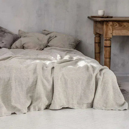 Luxe 3-Piece Washed Linen Bedding Set with 2 Pillowcases for Farmhouse Elegance - Très Elite