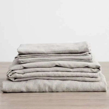 Luxe 3-Piece Washed Linen Bedding Set with 2 Pillowcases for Farmhouse Elegance - Très Elite