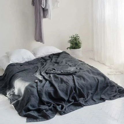 Luxe 3-Piece Washed Linen Bedding Set with 2 Pillowcases for Farmhouse Elegance - Très Elite