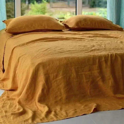 Luxe 3-Piece Washed Linen Bedding Set with 2 Pillowcases for Farmhouse Elegance - Très Elite