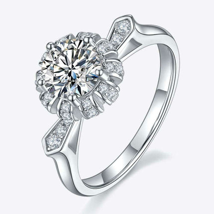 Luxe Elegance 1 Carat Lab-Diamond Sterling Silver Ring - Graceful Collection