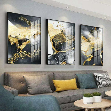 Luxe Golden Marble Canvas Art: Elevate Your Contemporary Home Aesthetic - Très Elite