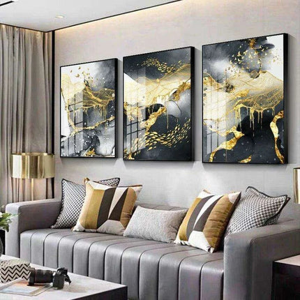 Luxe Golden Marble Canvas Art: Elevate Your Contemporary Home Aesthetic - Très Elite