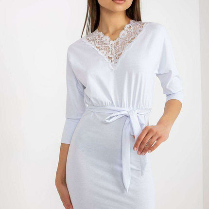 Luxe Lace Accented Everyday Casual Dress With Elegant Trim - Très Elite