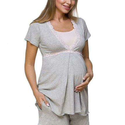 Luxe Lace Maternity Sleepwear Set - Très Elite