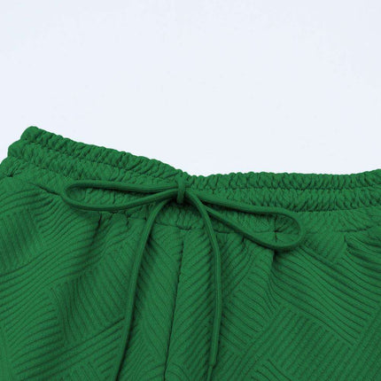 Luxe Olive Green Lounge Set with Oversized Tee and Adjustable Pants