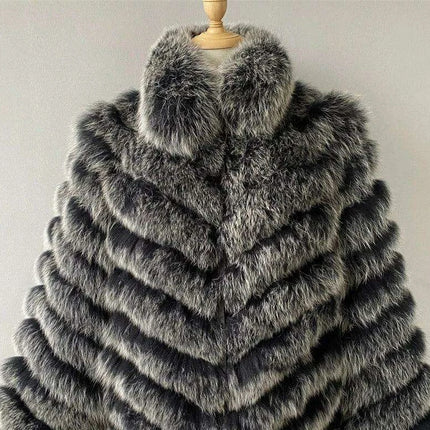 Luxe Reversible Fox Fur Cardigan with Silk Silk Lining