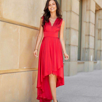 Luxe Satin A-Line Evening Dress - Très Elite