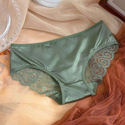 Luxe Satin Lace Hollow Out Sexy Panties for Women - Low Waist Intimates in Solid Colors - Très Elite