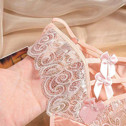 Luxe Satin Lace Hollow Out Sexy Panties for Women - Low Waist Intimates in Solid Colors - Très Elite