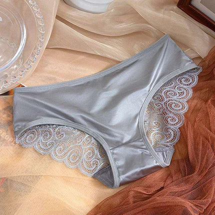 Luxe Satin Lace Hollow Out Sexy Panties for Women - Low Waist Intimates in Solid Colors - Très Elite
