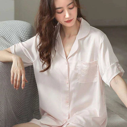 Luxe Satin Lace Pajama Set - Stylish Nightwear for Women - Très Elite