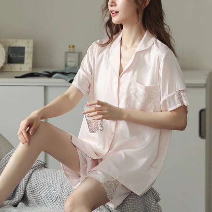 Luxe Satin Lace Pajama Set - Stylish Nightwear for Women - Très Elite