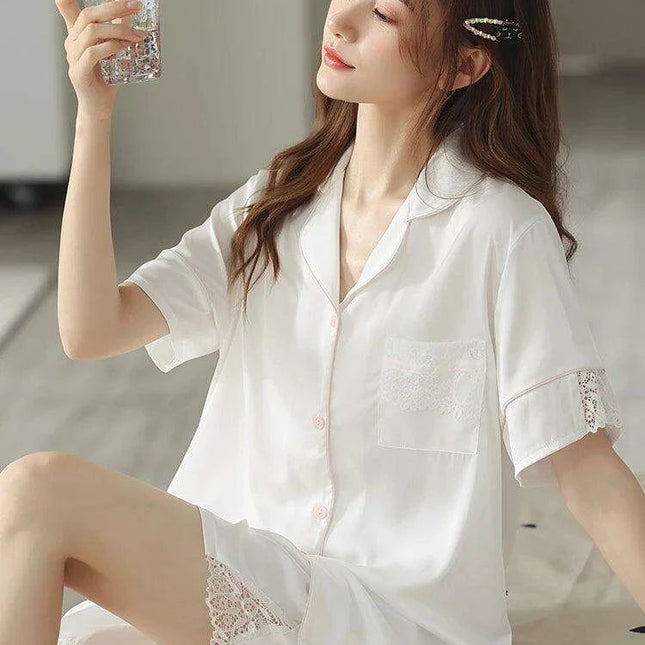 Luxe Satin Lace Pajama Set - Stylish Nightwear for Women