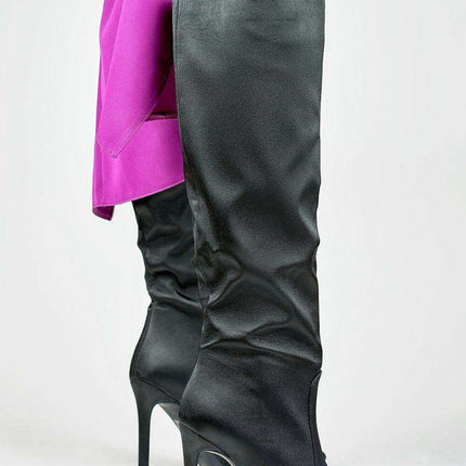 Luxe Satin Stiletto Winter Boots - Chic Elegance for Cold Days - Très Elite