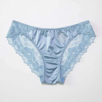 Luxe Sheer Lace Hipsters with Sparkling Rhinestones - Premium Satin Silk Seamless Comfort Briefs - Très Elite