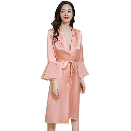 Luxe Silk Sleep Robe - Chic Women's Bathrobe for Warm Weather Relaxation - Très Elite