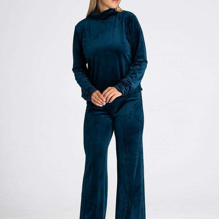 Luxe Velour Bell-Bottom Athleisure Trousers - Très Elite