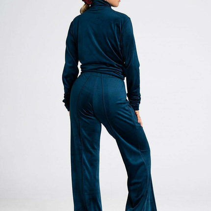Luxe Velour Bell-Bottom Athleisure Trousers - Très Elite