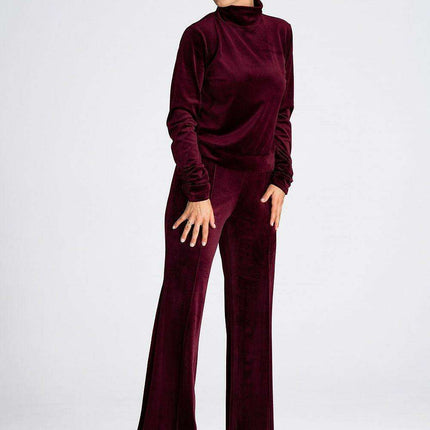 Luxe Velour Bell-Bottom Athleisure Trousers - Très Elite