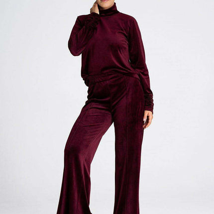 Luxe Velour Bell-Bottom Athleisure Trousers - Très Elite