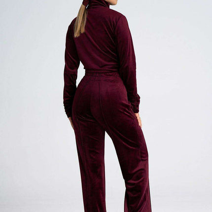 Luxe Velour Bell-Bottom Athleisure Trousers - Très Elite