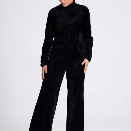 Luxe Velour Bell-Bottom Athleisure Trousers - Très Elite