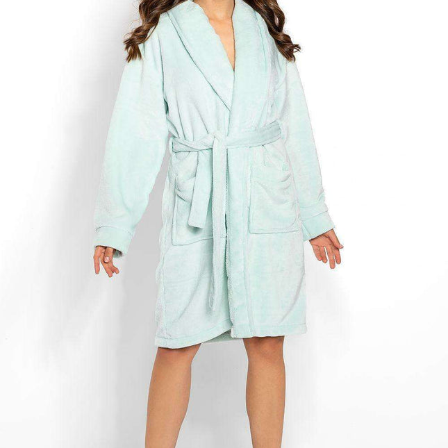 Luxe Women's Soft Polyester Bathrobe with Chic Pockets & Adjustable Tie