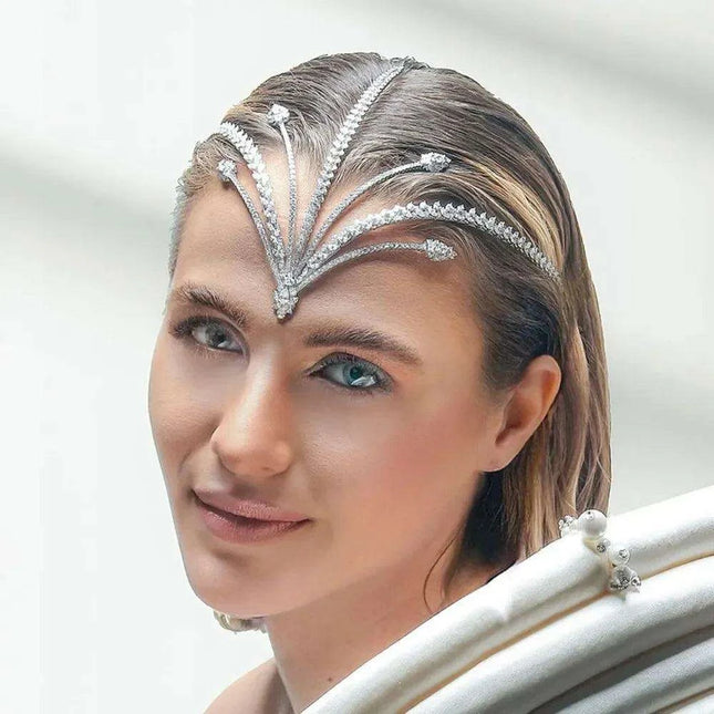 Luxe Zircon Bridal Tiara Crown with Intricate Crystal Design