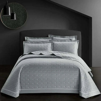 Luxurious 100% Cotton Quilted Plaid Bed Cover - Multi-Functional Euro Comfort Topper- Très Elite- Très Elite