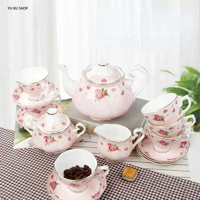 Luxurious 15-Piece European Bone China Tea Set for Afternoon Elegance