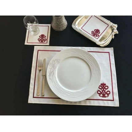 Luxurious 3D Embroidered Placemat Collection: 12-Piece Set for Exquisite Dining..
