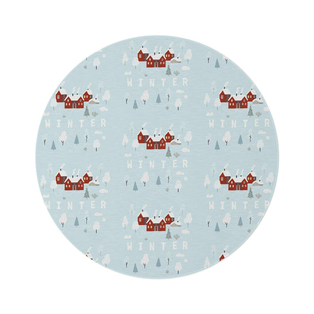 Luxurious 60" Chenille Holiday Round Rug - Enchanting Winter Wonderland Style