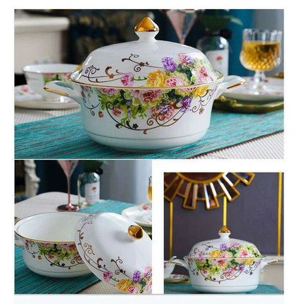 Luxurious 60-Piece European Bone China Dinnerware Set with Complete Cutlery - Très Elite