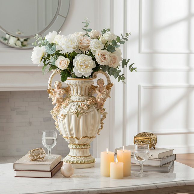 Elegant Angelic Resin Floor Vase for Luxurious Home and Hotel Interiors