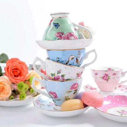 Luxurious Black Floral Porcelain Tea Set for Elegant Gatherings - Très Elite