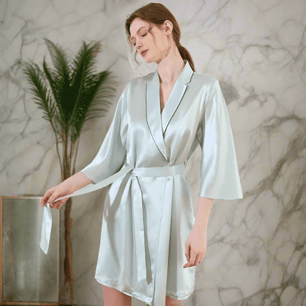Luxurious Blue Mulberry Silk Robe and Gown Set for Women - Très Elite