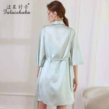 Luxurious Blue Mulberry Silk Robe and Gown Set for Women - Très Elite