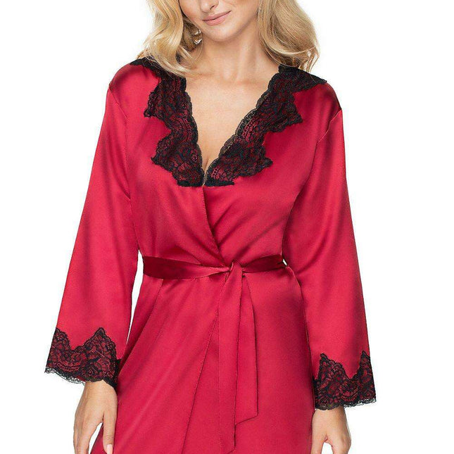 Luxurious Burgundy Lace Adorned Robe