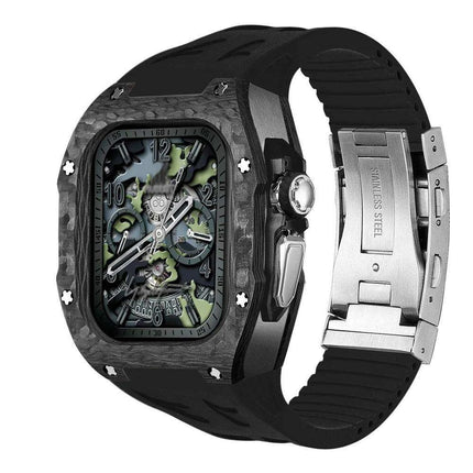 Luxurious Carbon Fiber Upgrade Set for Apple Watch: Elevate Your Style and Protection..