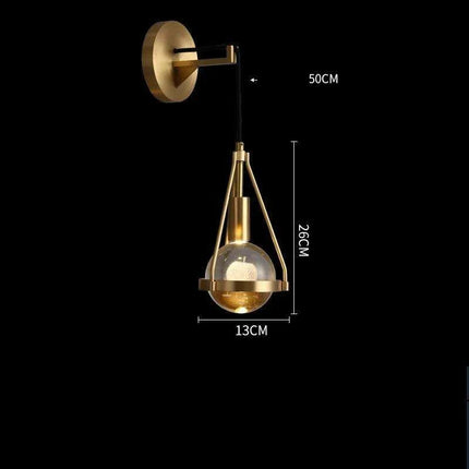 Luxurious Copper Finish Crystal Water Droplet LED Wall Light - Nordic Modern Design..