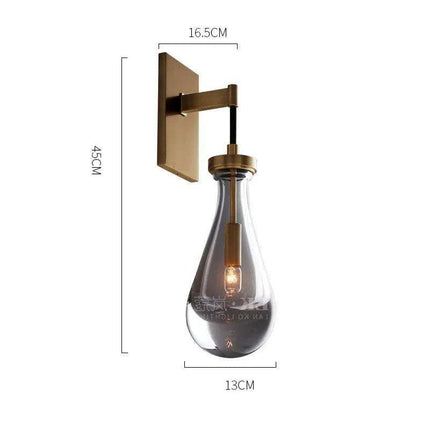 Luxurious Copper Finish Crystal Water Droplet LED Wall Light - Nordic Modern Design..