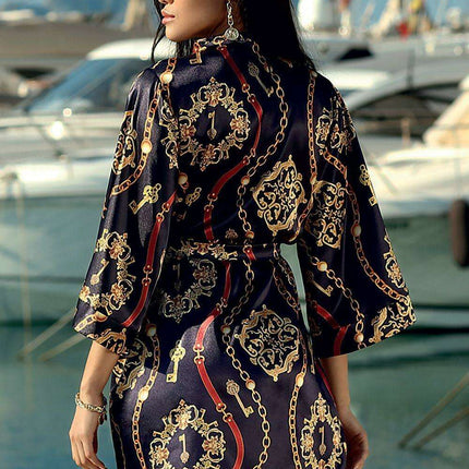 Luxurious Dark Satin Lounge Robe - Très Elite