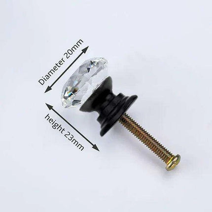 Luxurious Diamond-Shaped Glass Knobs with Elegant Gold Accents for Home Decor Upgrade..