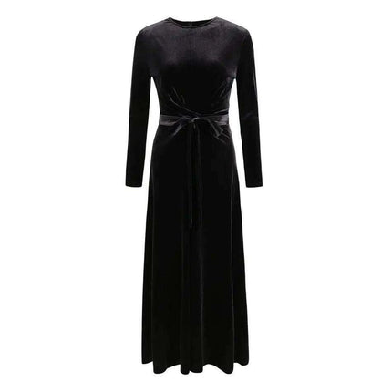 Luxurious Floor-Length Velvet Gown for Women - Elegant Evening Wear