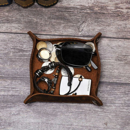 Luxurious Foldable Leather Desk Organizer Tray - Très Elite