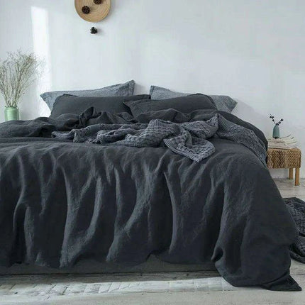 Luxurious French Linen Bedding Set - Enzyme Washed Four-Piece Collection..